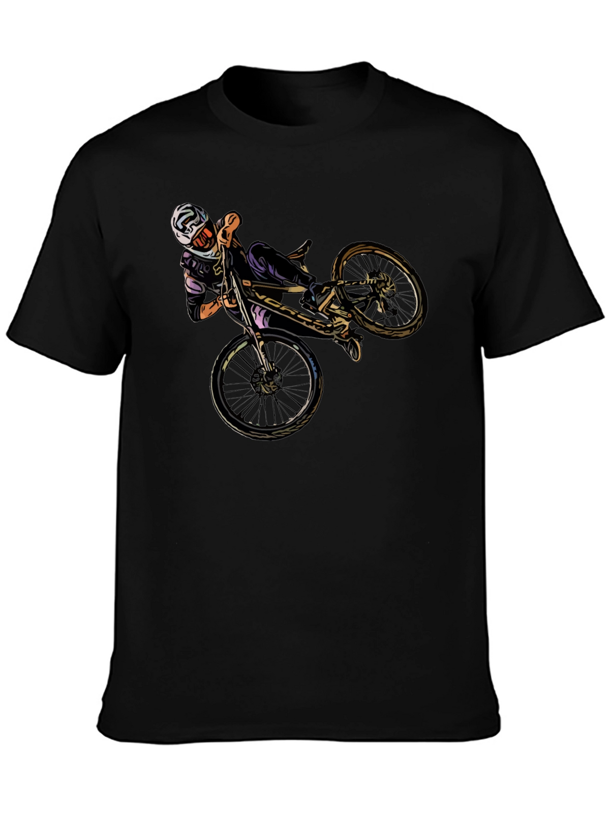Cool Mountain Bike Stunt Graphic Black T-Shirt