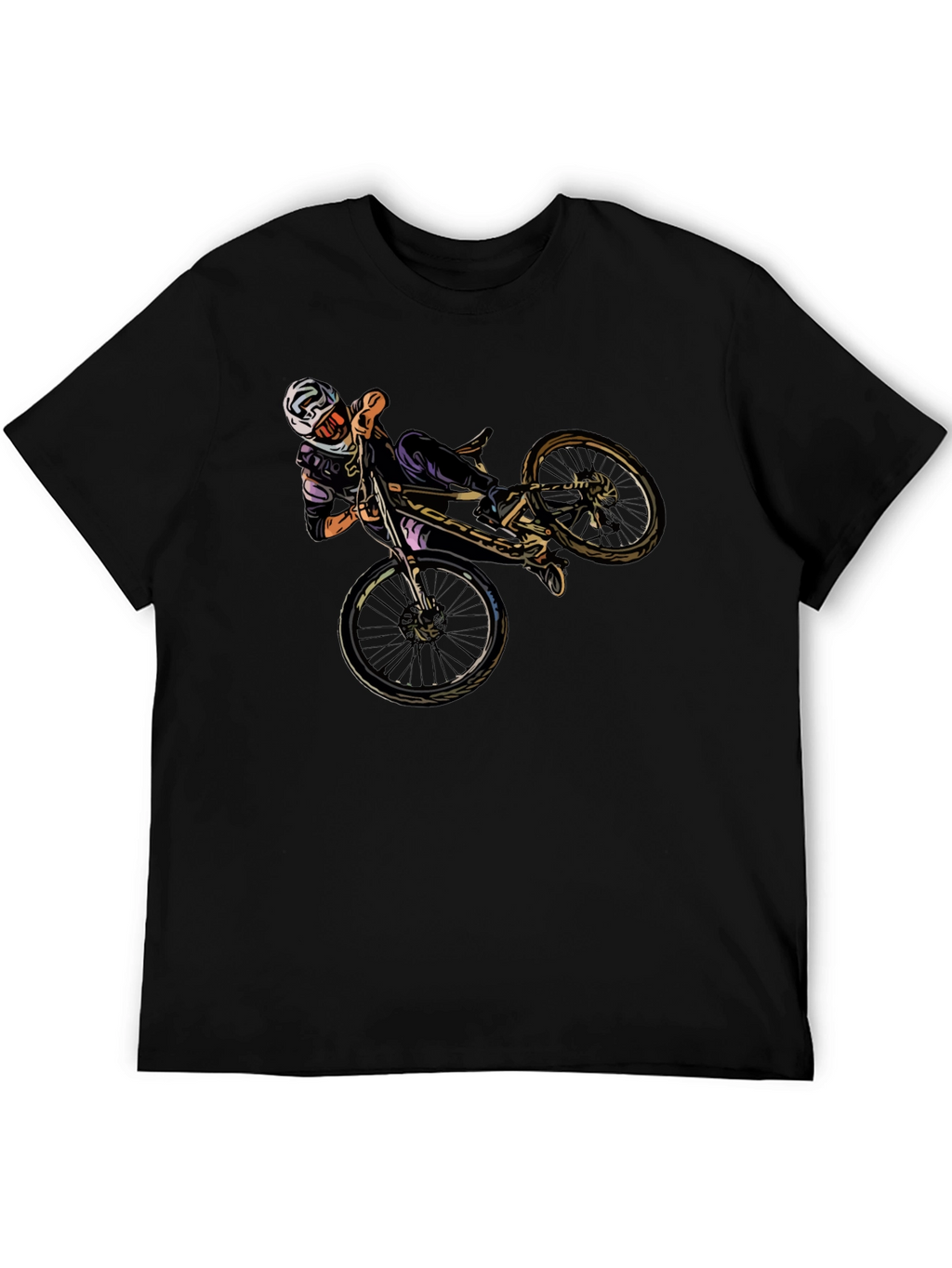 Cool Mountain Bike Stunt Graphic Black T-Shirt