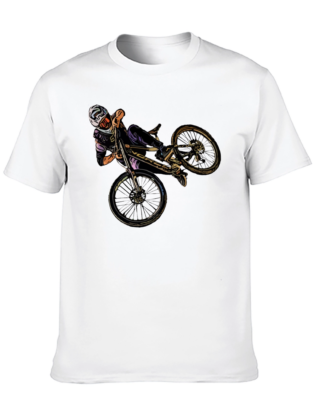 Cool Mountain Bike Stunt Graphic Black T-Shirt