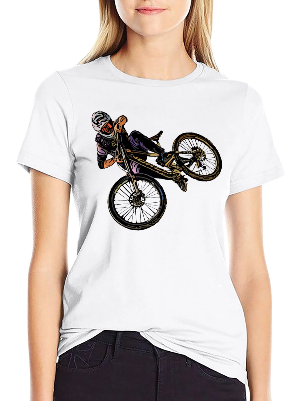 Cool Mountain Bike Stunt Graphic Black T-Shirt