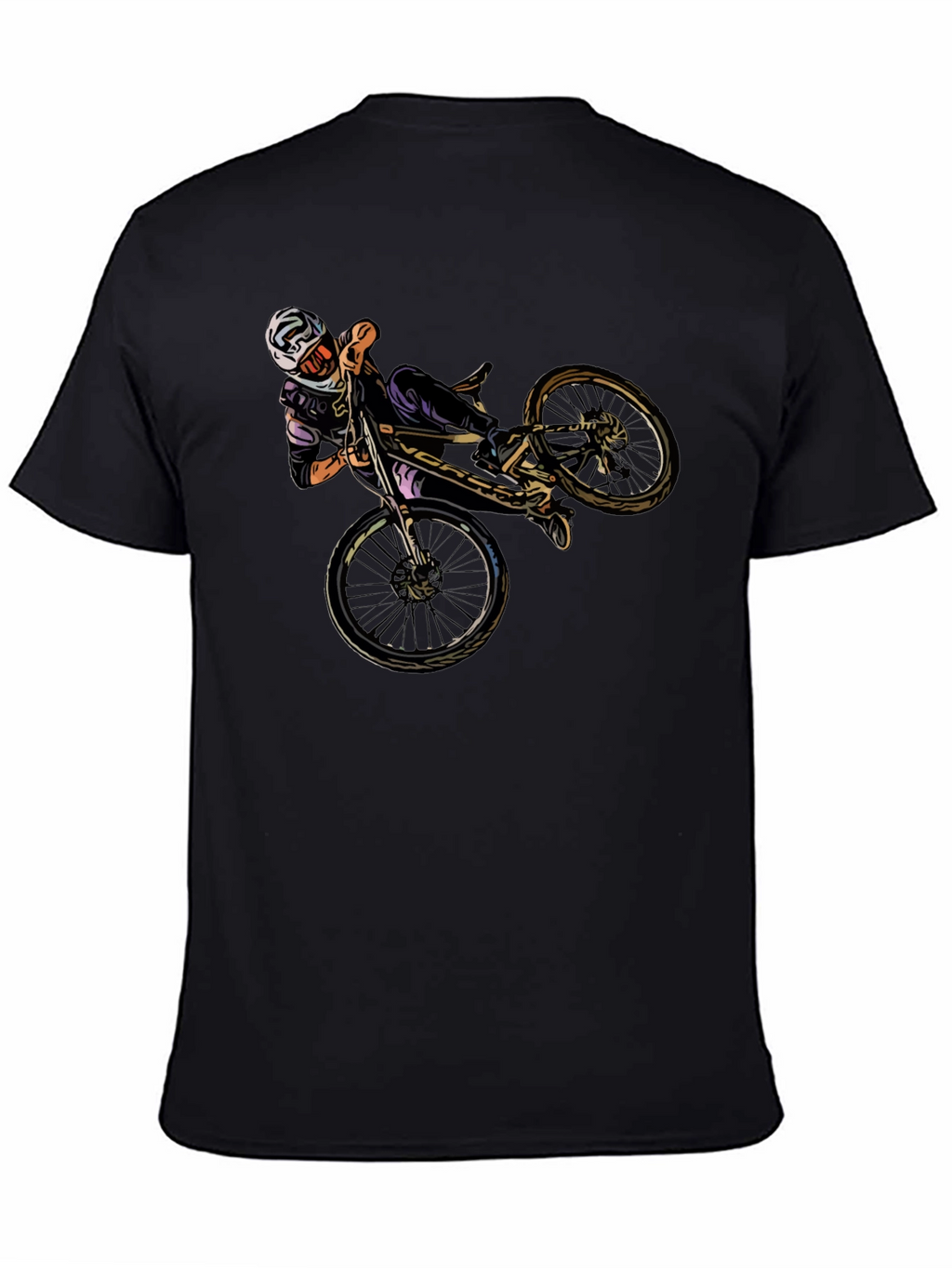 Cool Mountain Bike Stunt Graphic Black T-Shirt