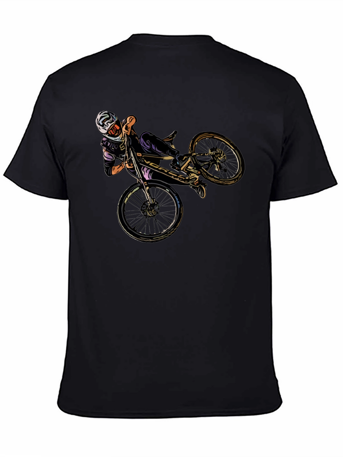 Cool Mountain Bike Stunt Graphic Black T-Shirt