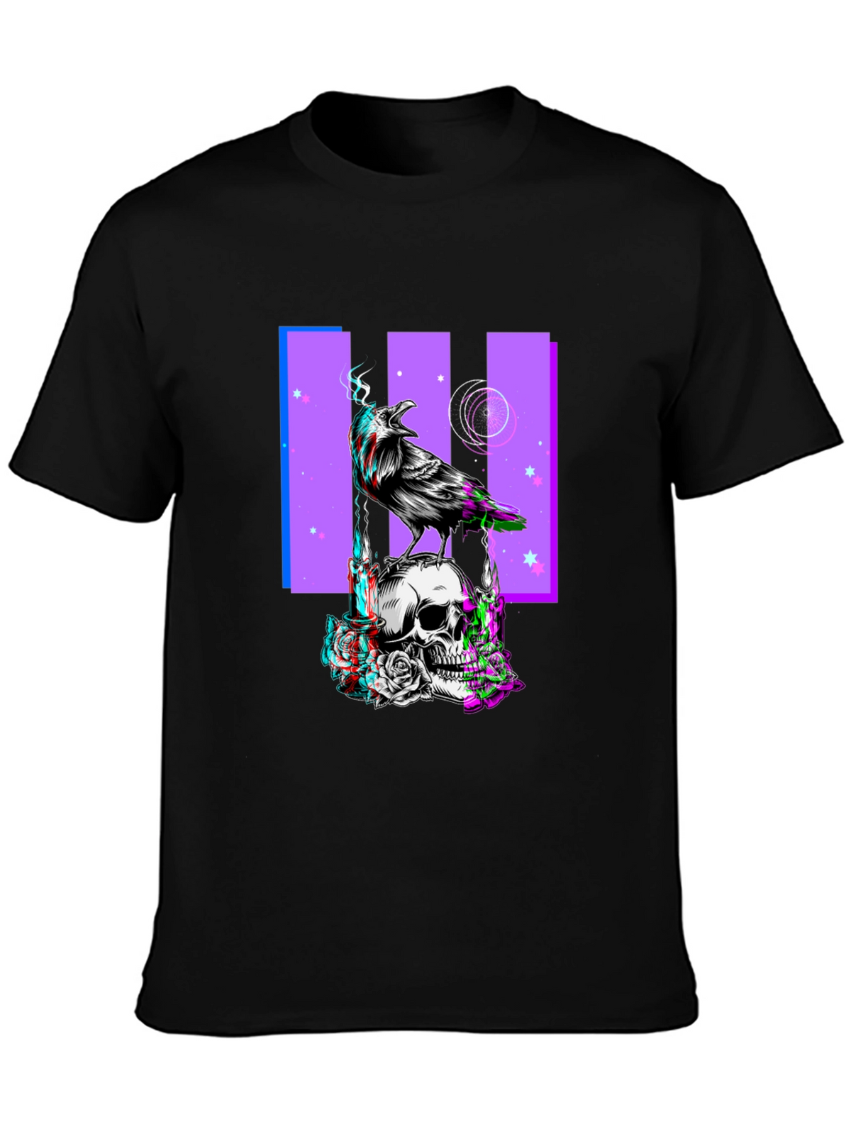 Raven Skull Graphic Print Tee