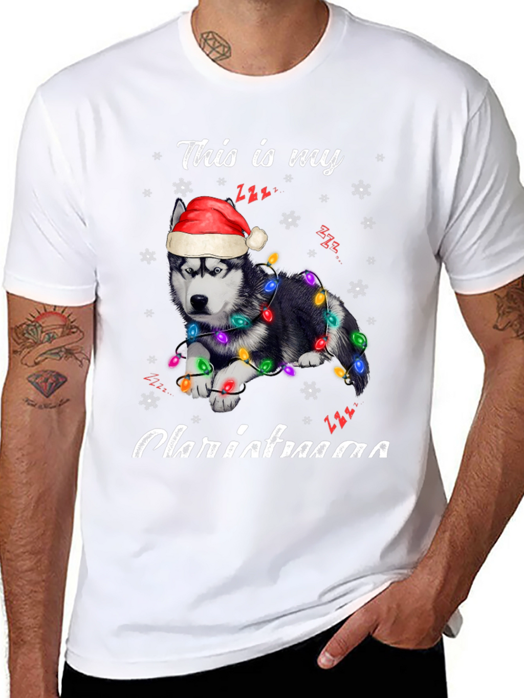 Festive Husky Christmas T-Shirt - Holiday Apparel