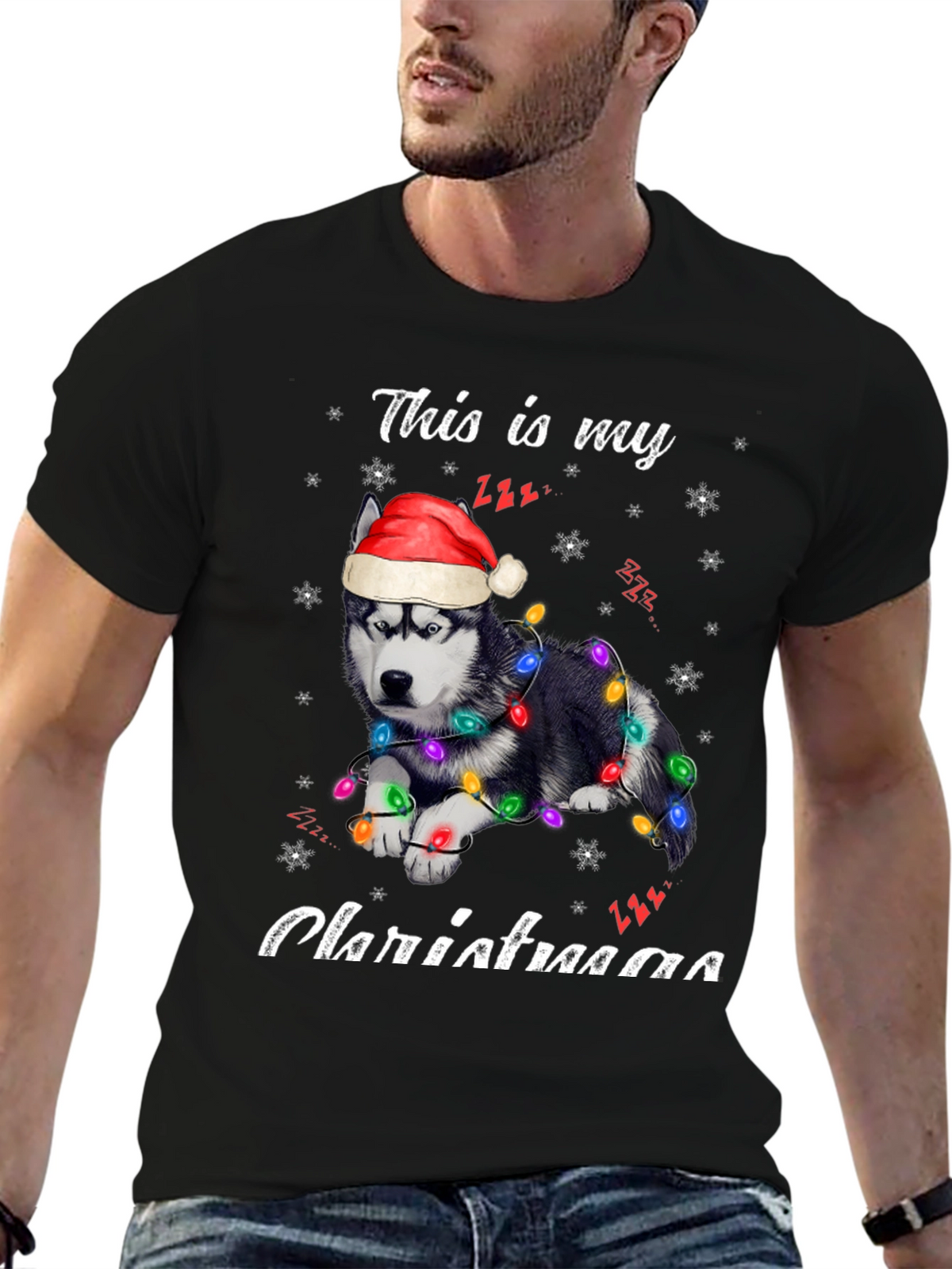 Festive Husky Christmas T-Shirt - Holiday Apparel