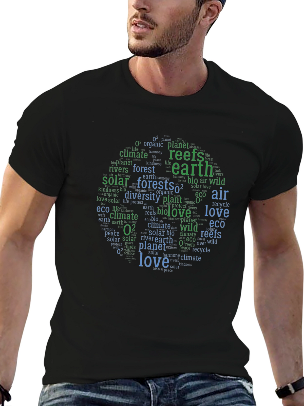 Eco-Friendly Earth Word Art Graphic Tee