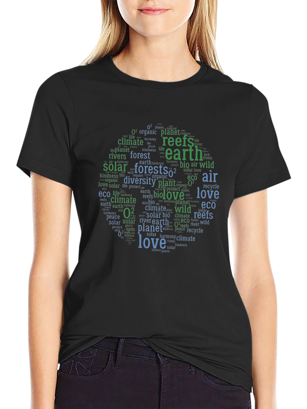 Eco-Friendly Earth Word Art Graphic Tee