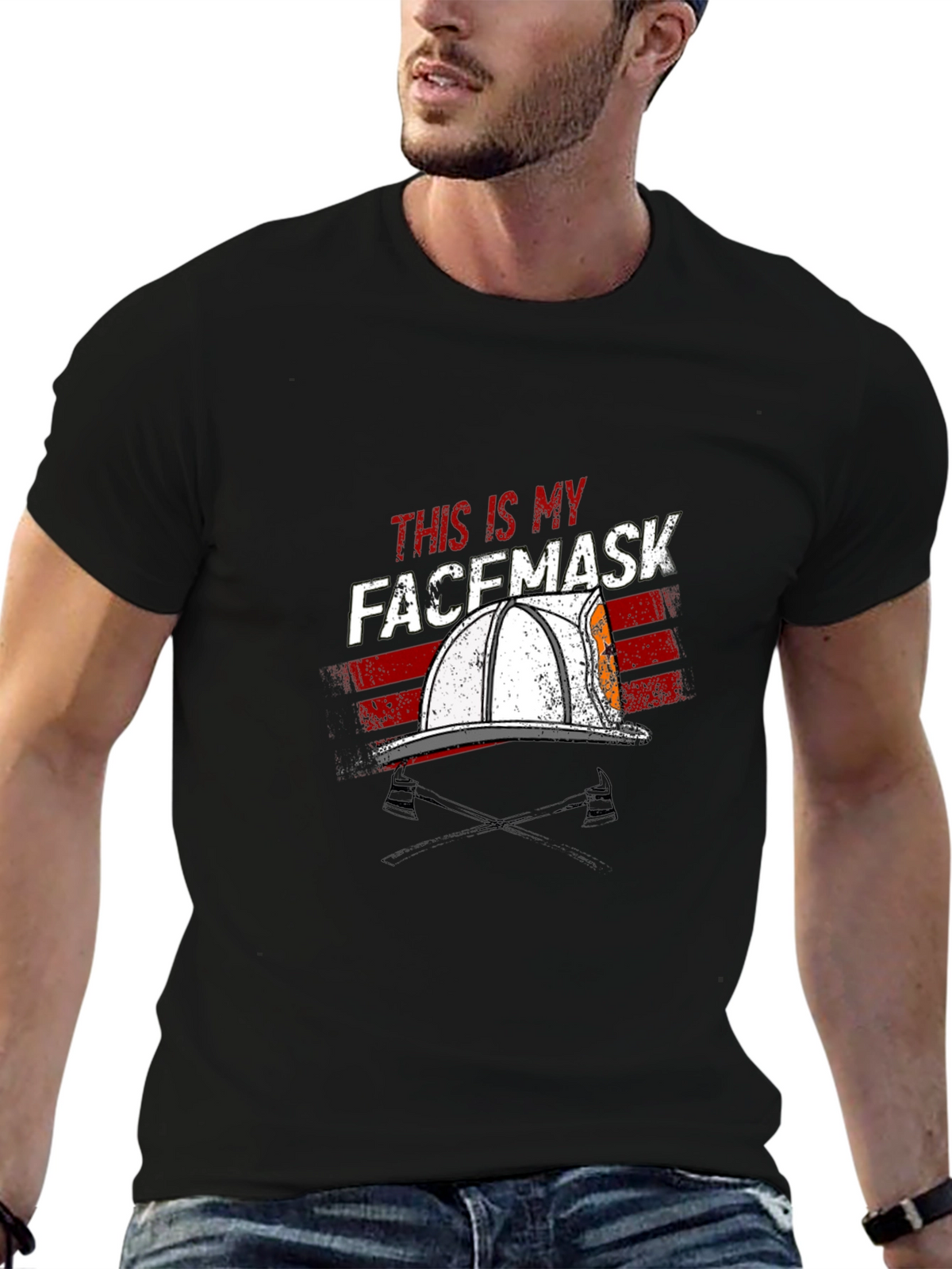 Firefighter Facemask T-Shirt - Black