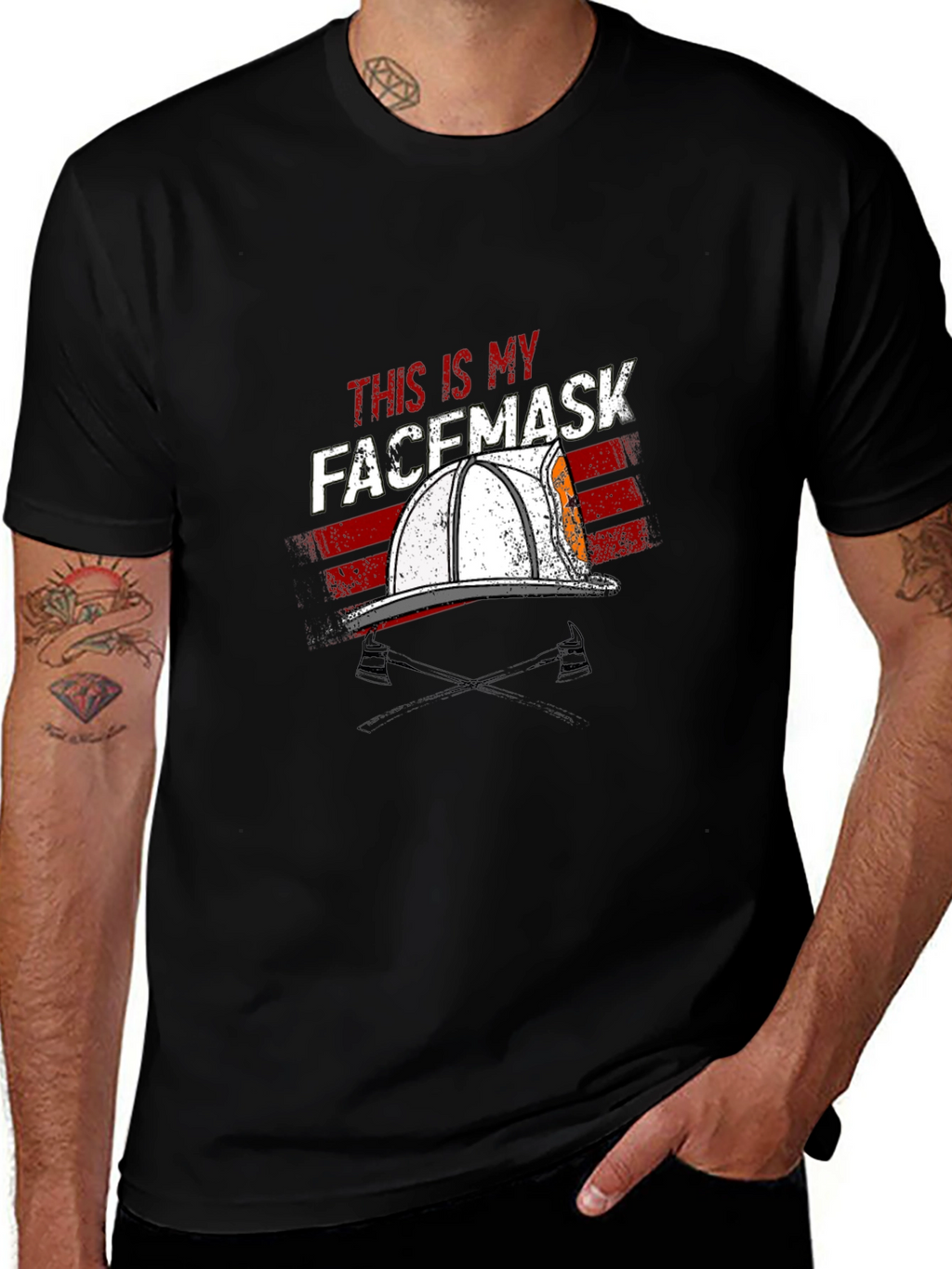 Firefighter Facemask T-Shirt - Black