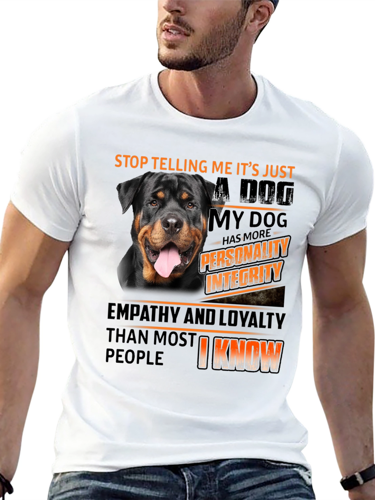 Dog Lover T-Shirt: Rottweiler with Personality & Integrity Design