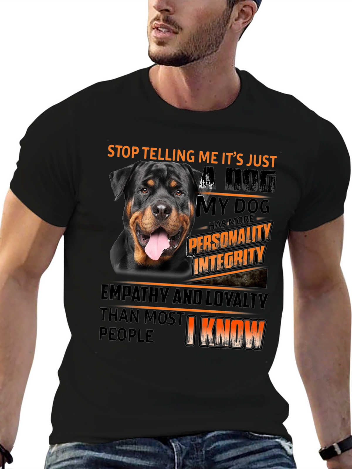 Dog Lover T-Shirt: Rottweiler with Personality & Integrity Design