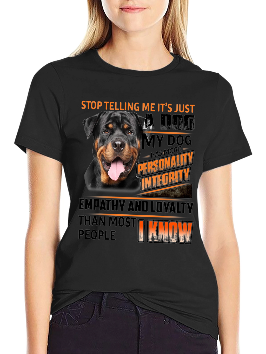 Dog Lover T-Shirt: Rottweiler with Personality & Integrity Design
