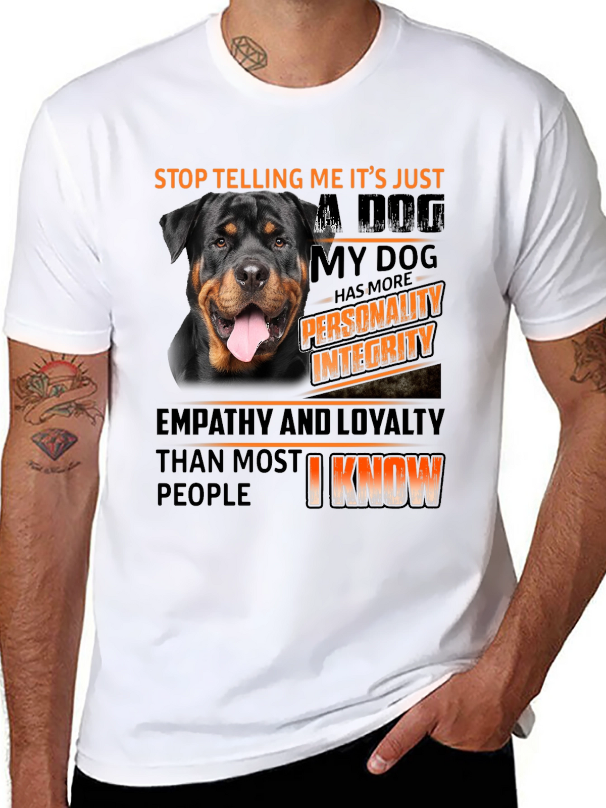 Dog Lover T-Shirt: Rottweiler with Personality & Integrity Design