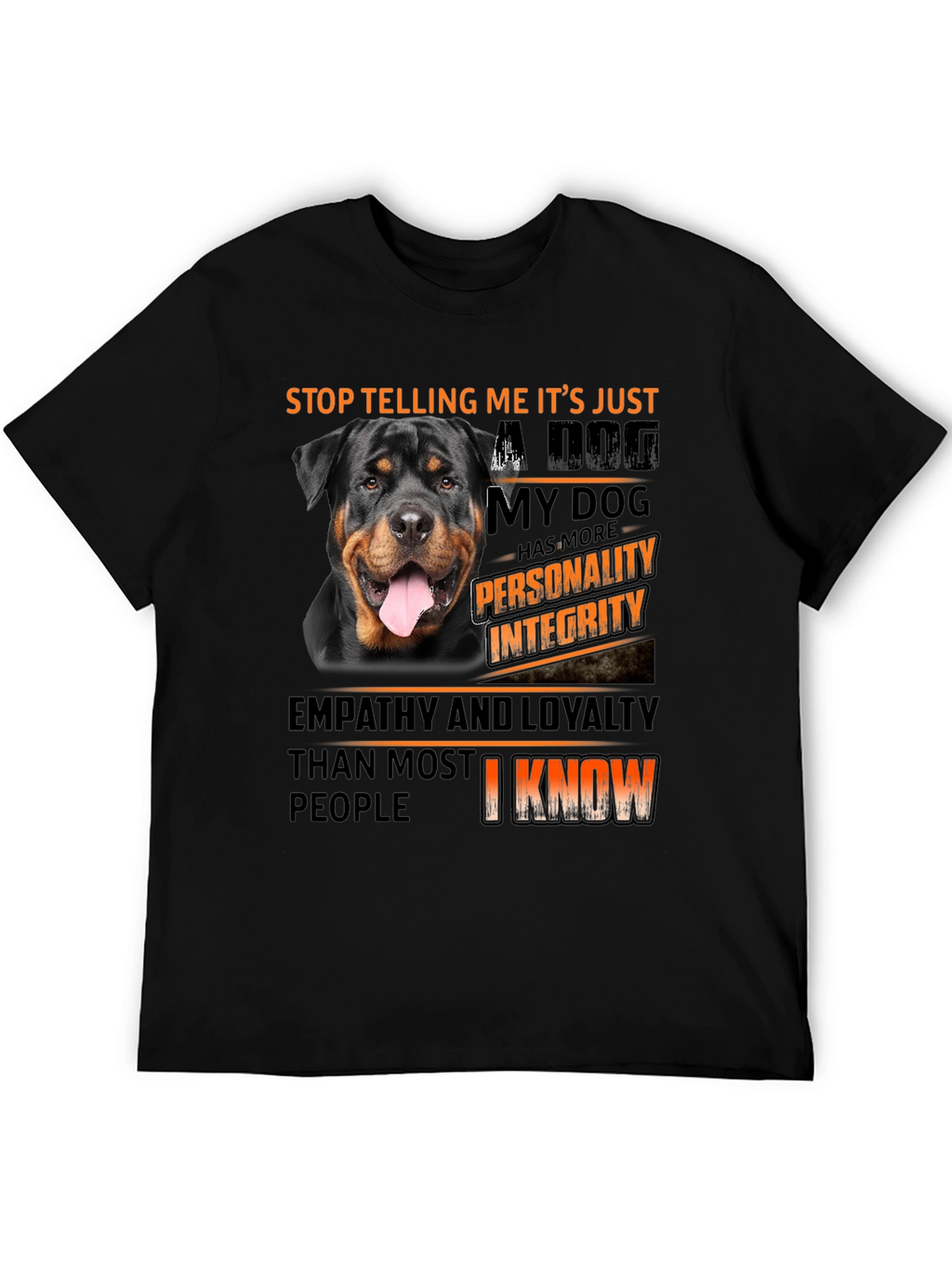 Dog Lover T-Shirt: Rottweiler with Personality & Integrity Design