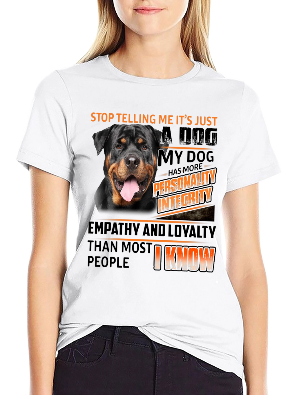 Dog Lover T-Shirt: Rottweiler with Personality & Integrity Design