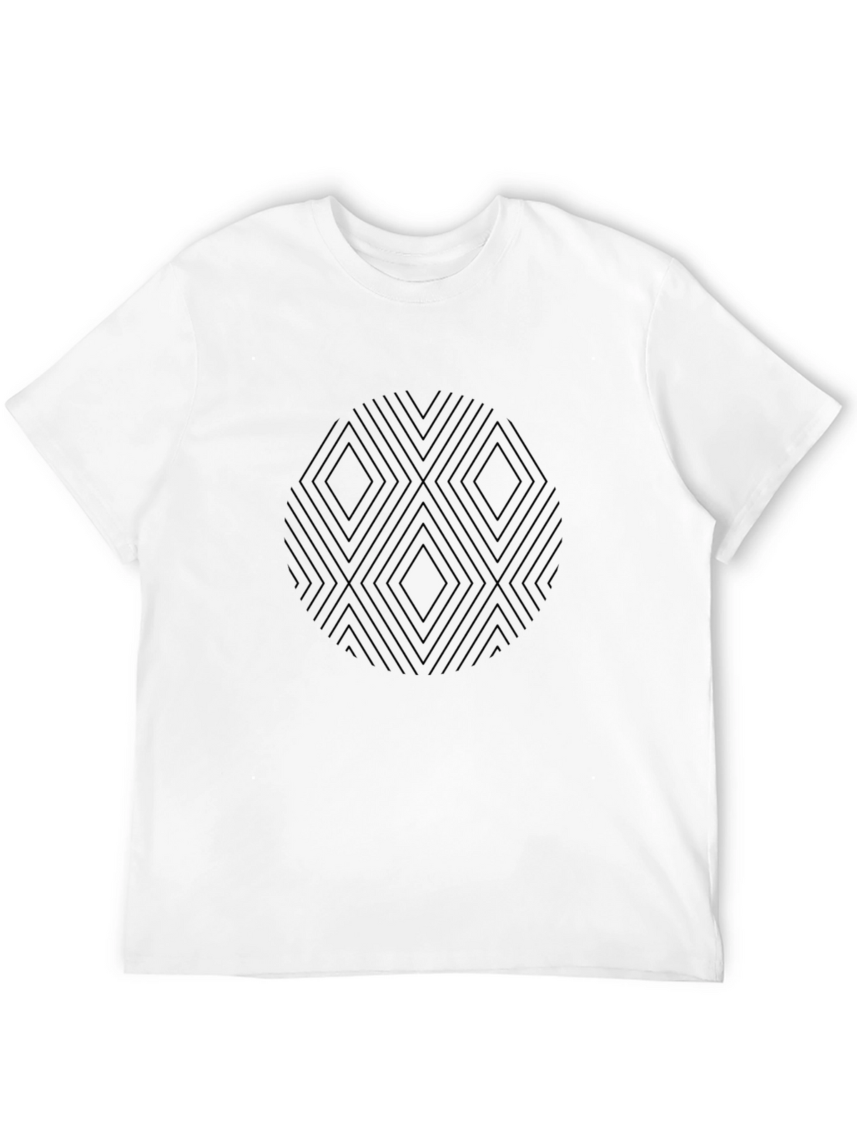 Geometric Diamond Pattern Black T-Shirt