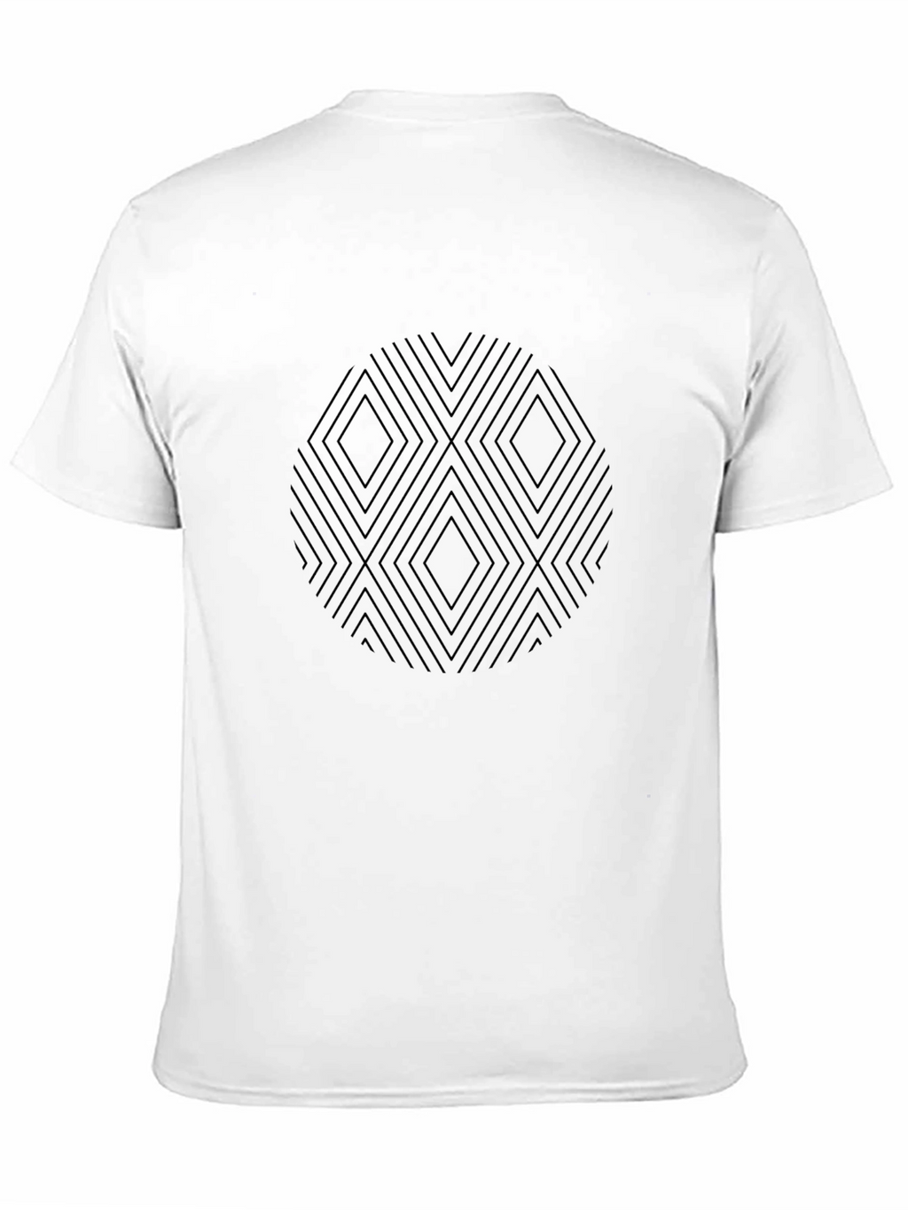 Geometric Diamond Pattern Black T-Shirt
