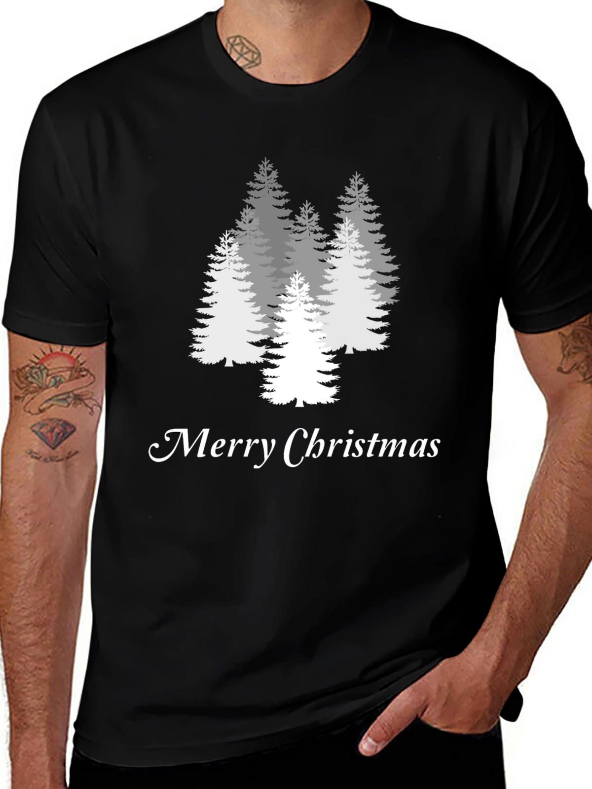 Merry Christmas Tree Graphic Tee - Holiday Style