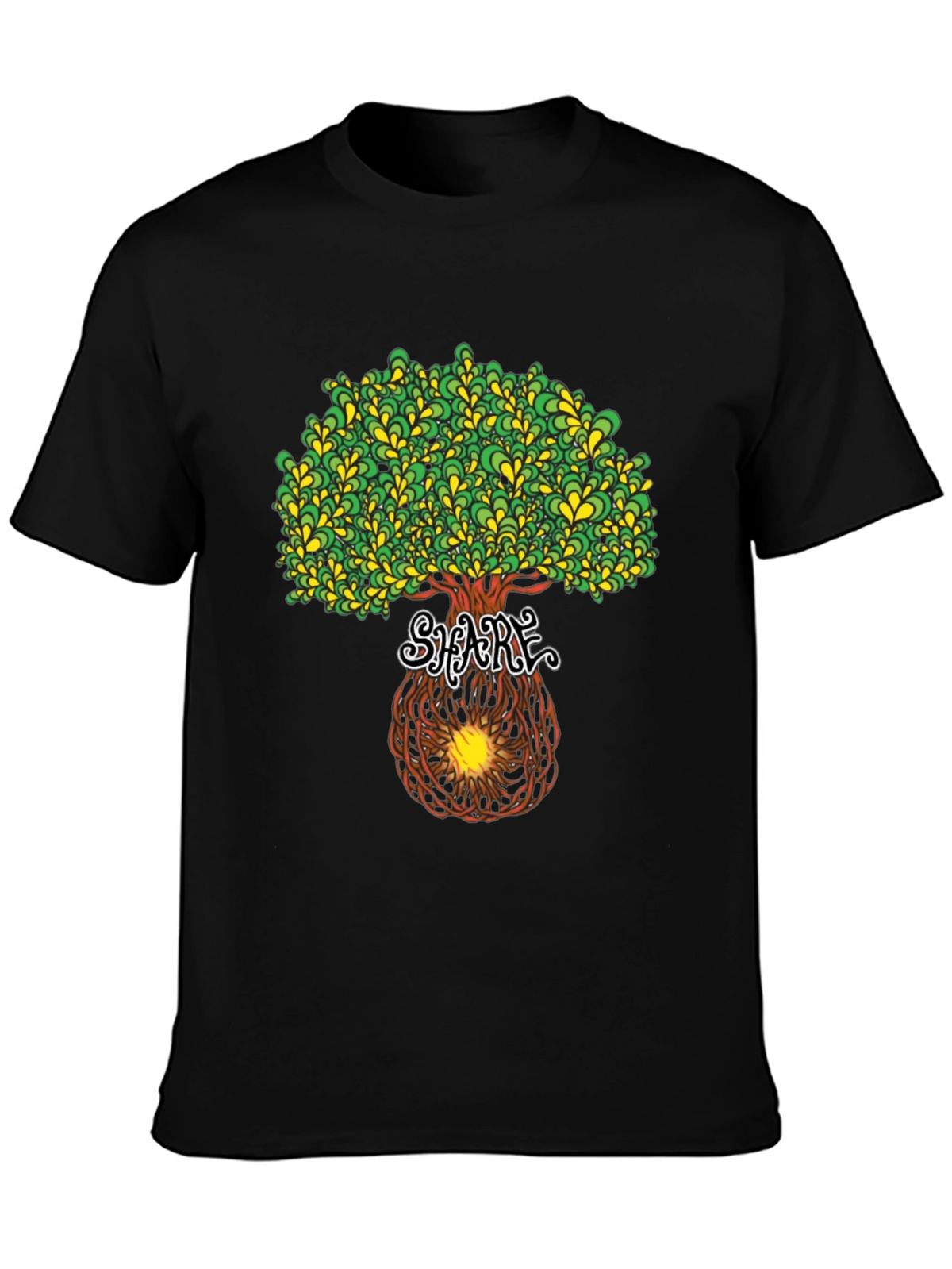 Psychedelic Tree Graphic Tee - Black