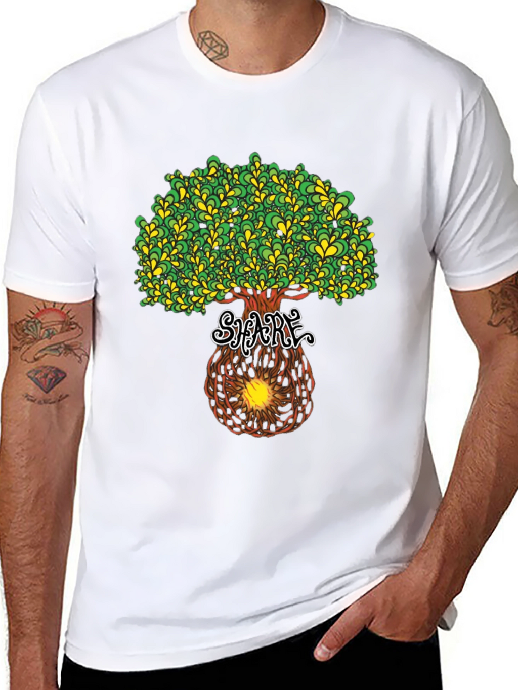 Psychedelic Tree Graphic Tee - Black