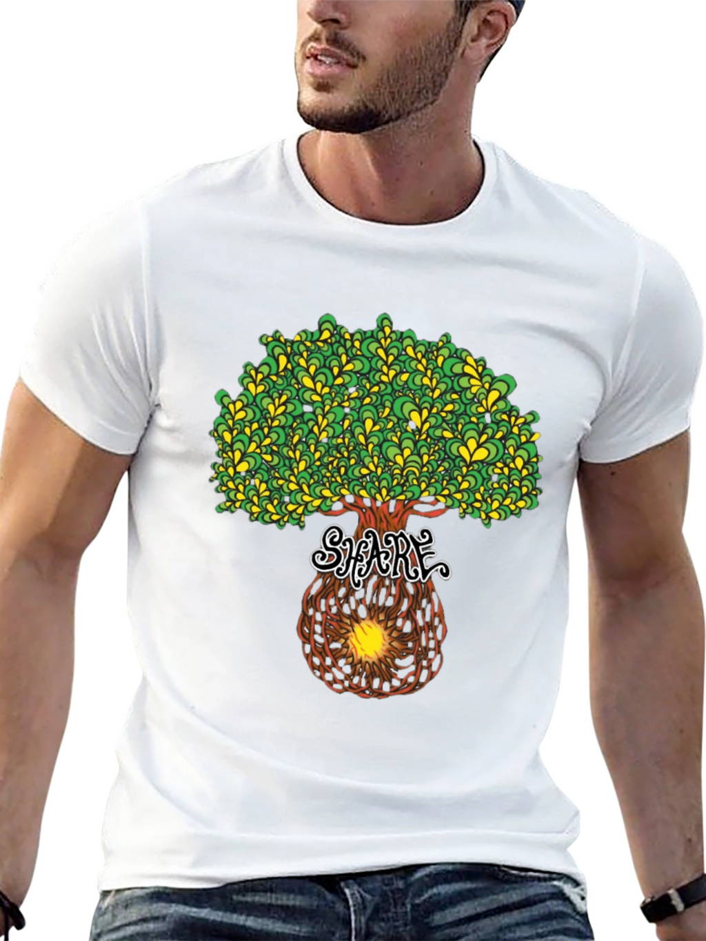 Psychedelic Tree Graphic Tee - Black