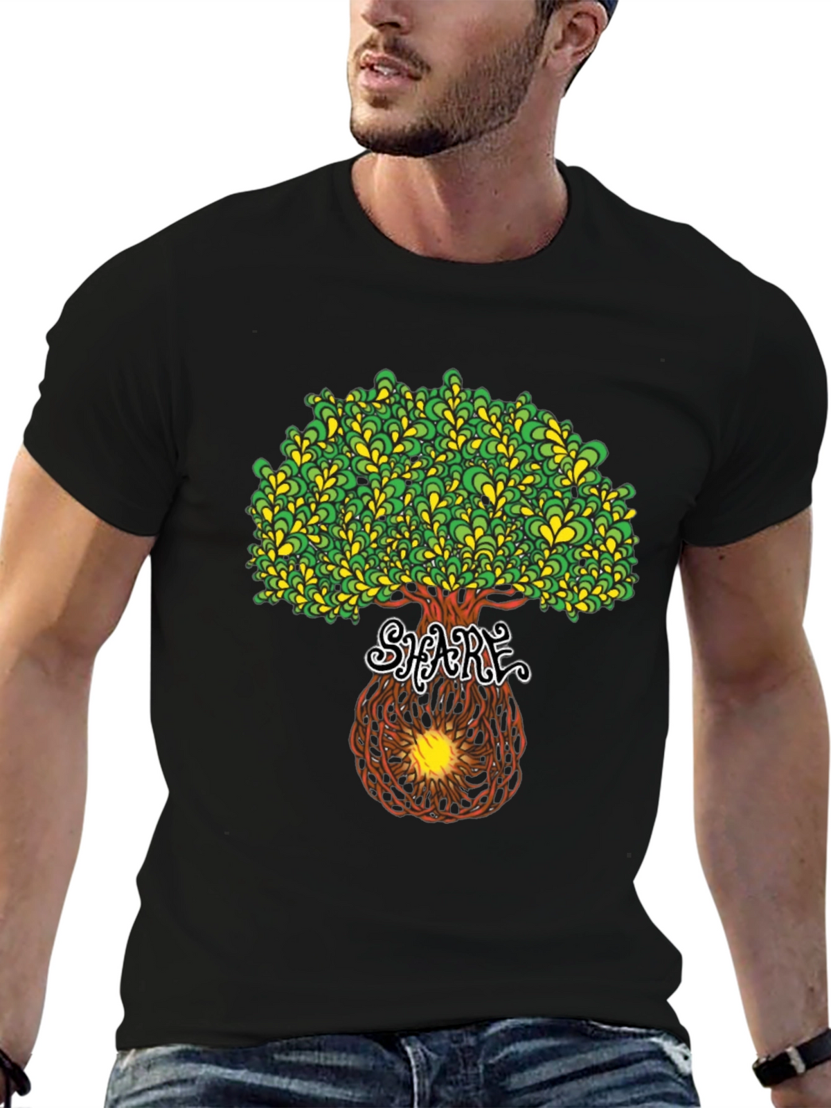 Psychedelic Tree Graphic Tee - Black