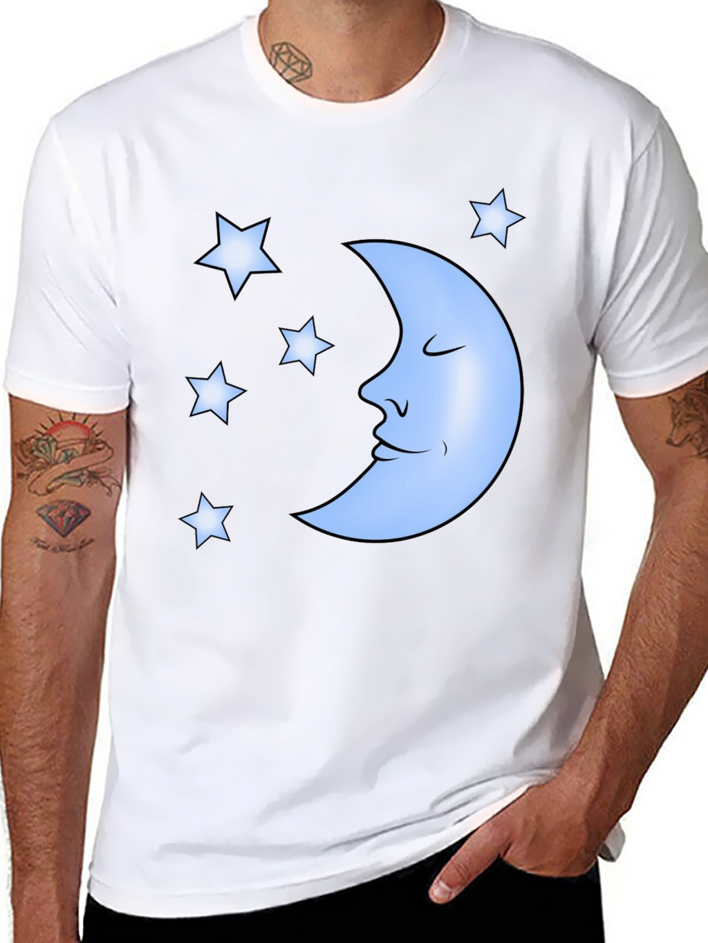 Dreamy Moon & Stars Graphic Tee - Black