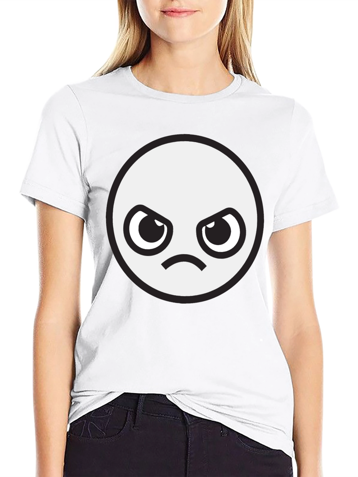 Angry Face Graphic Black T-Shirt