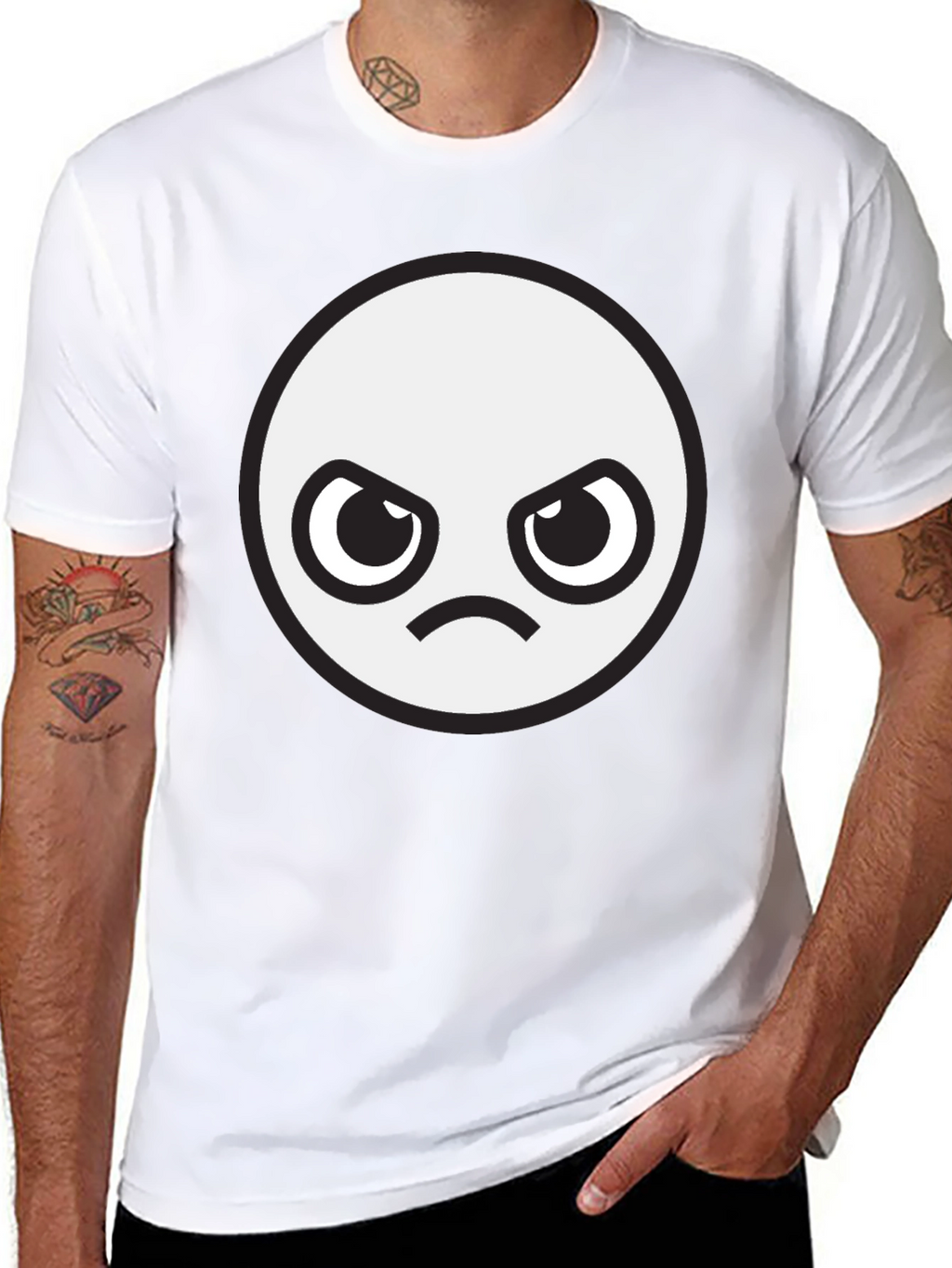 Angry Face Graphic Black T-Shirt