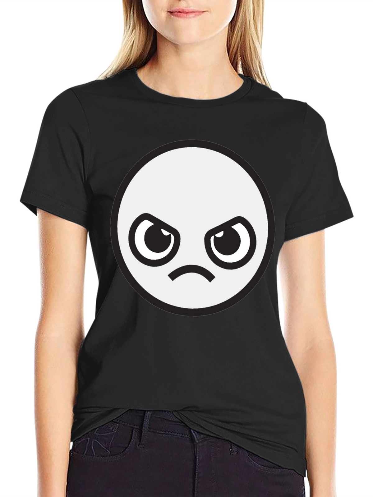 Angry Face Graphic Black T-Shirt