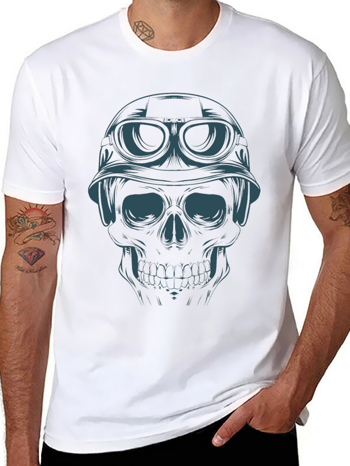 Skull Rider Graphic Tee - Black Cotton T-Shirt