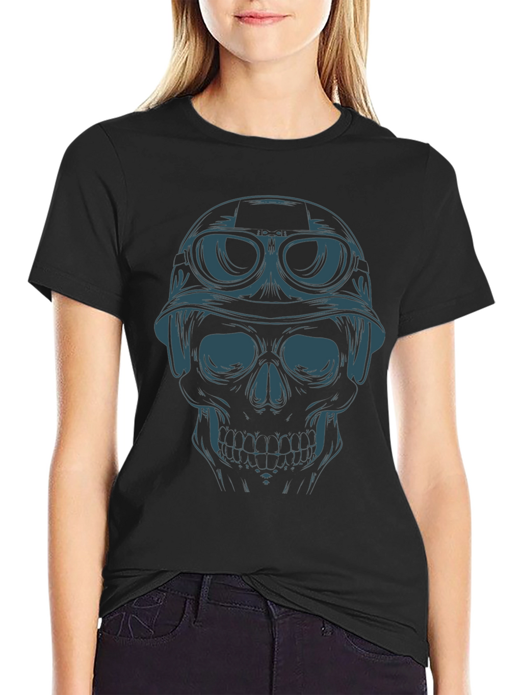 Skull Rider Graphic Tee - Black Cotton T-Shirt