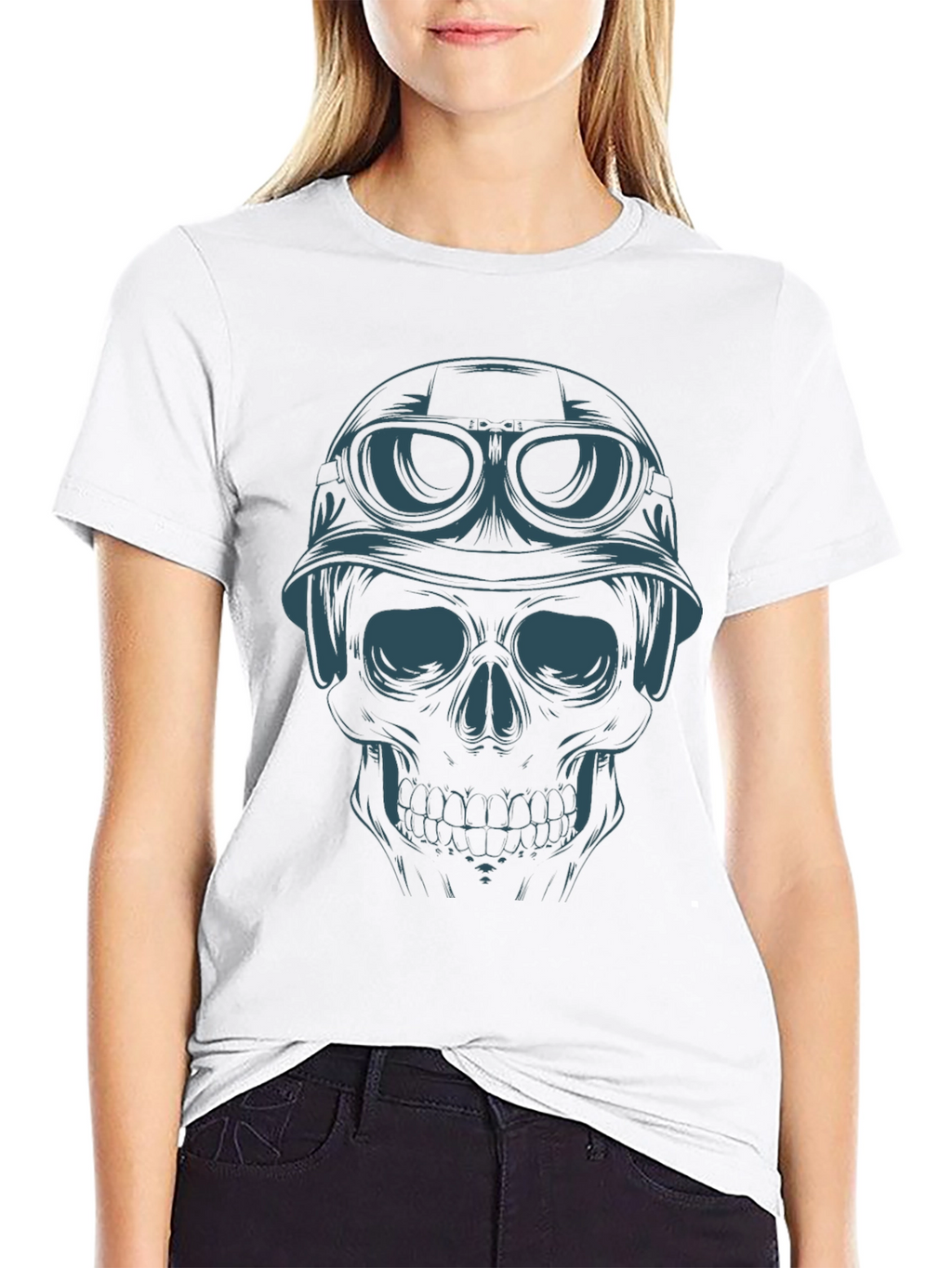 Skull Rider Graphic Tee - Black Cotton T-Shirt
