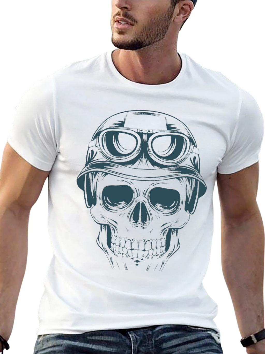 Skull Rider Graphic Tee - Black Cotton T-Shirt