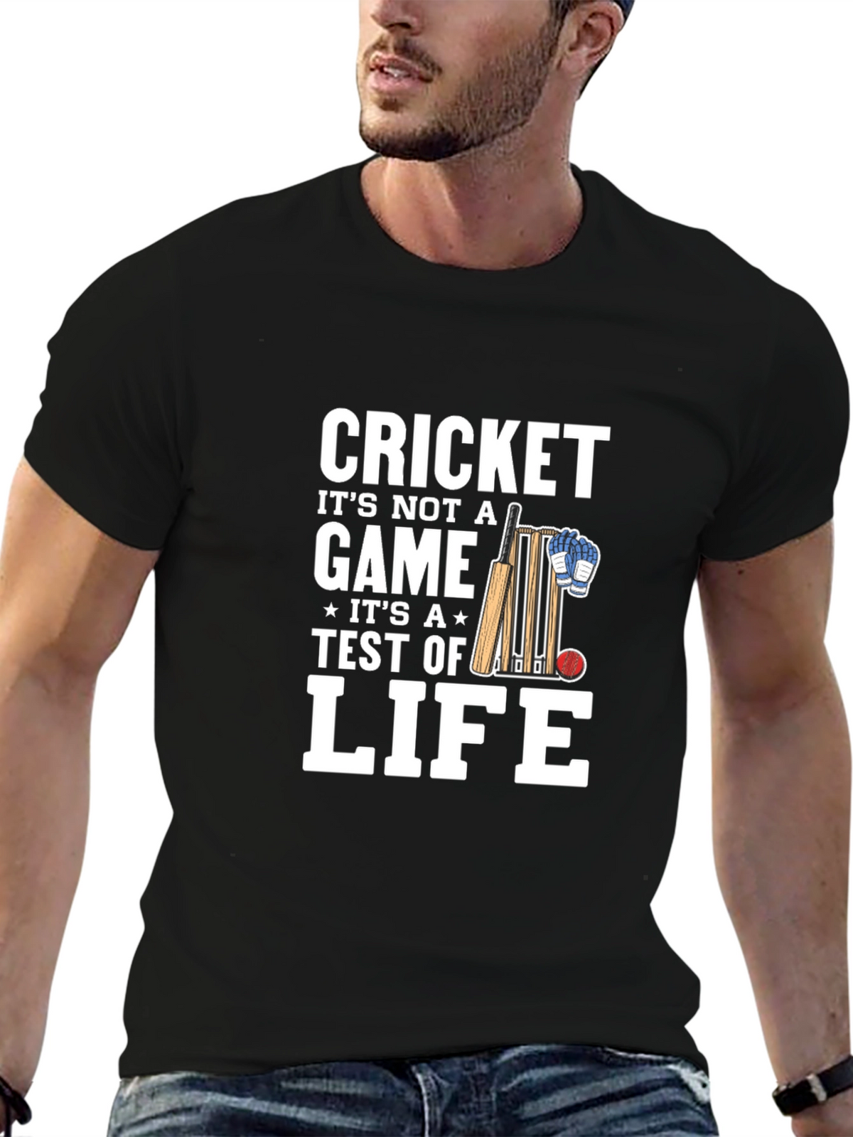 Cricket is Life Mens Black T-Shirt