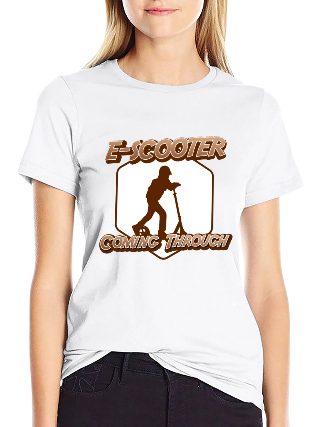 E-Scooter Coming Through Graphic Tee - Black