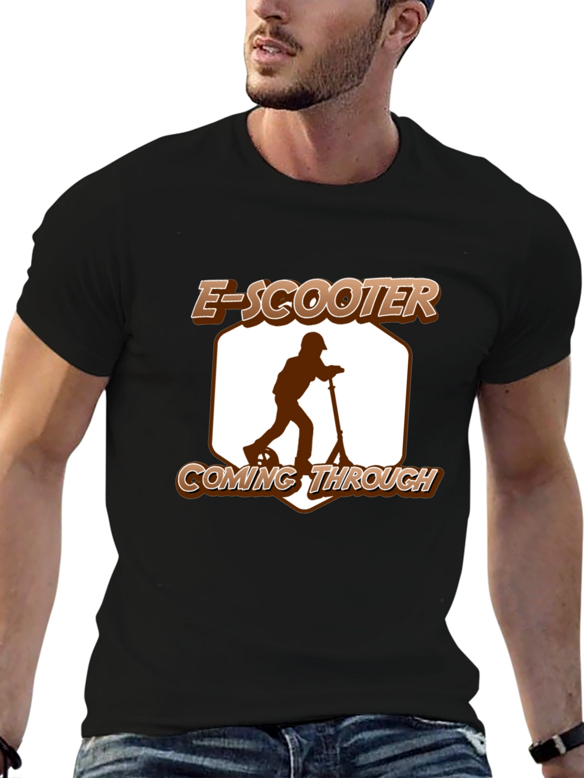 E-Scooter Coming Through Graphic Tee - Black