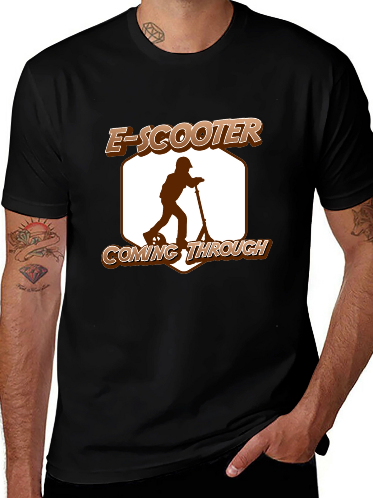 E-Scooter Coming Through Graphic Tee - Black