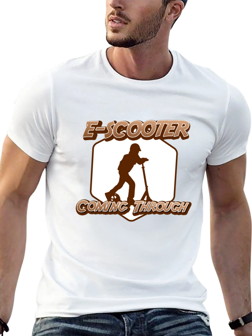 E-Scooter Coming Through Graphic Tee - Black
