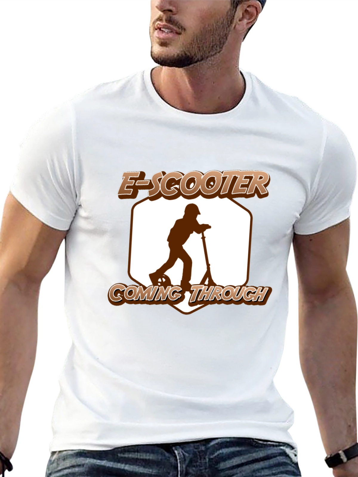 E-Scooter Coming Through Graphic Tee - Black