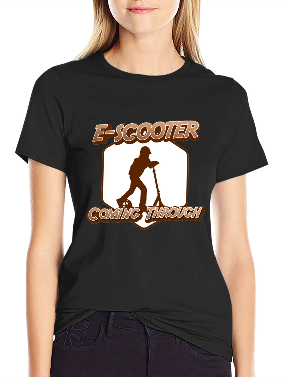 E-Scooter Coming Through Graphic Tee - Black