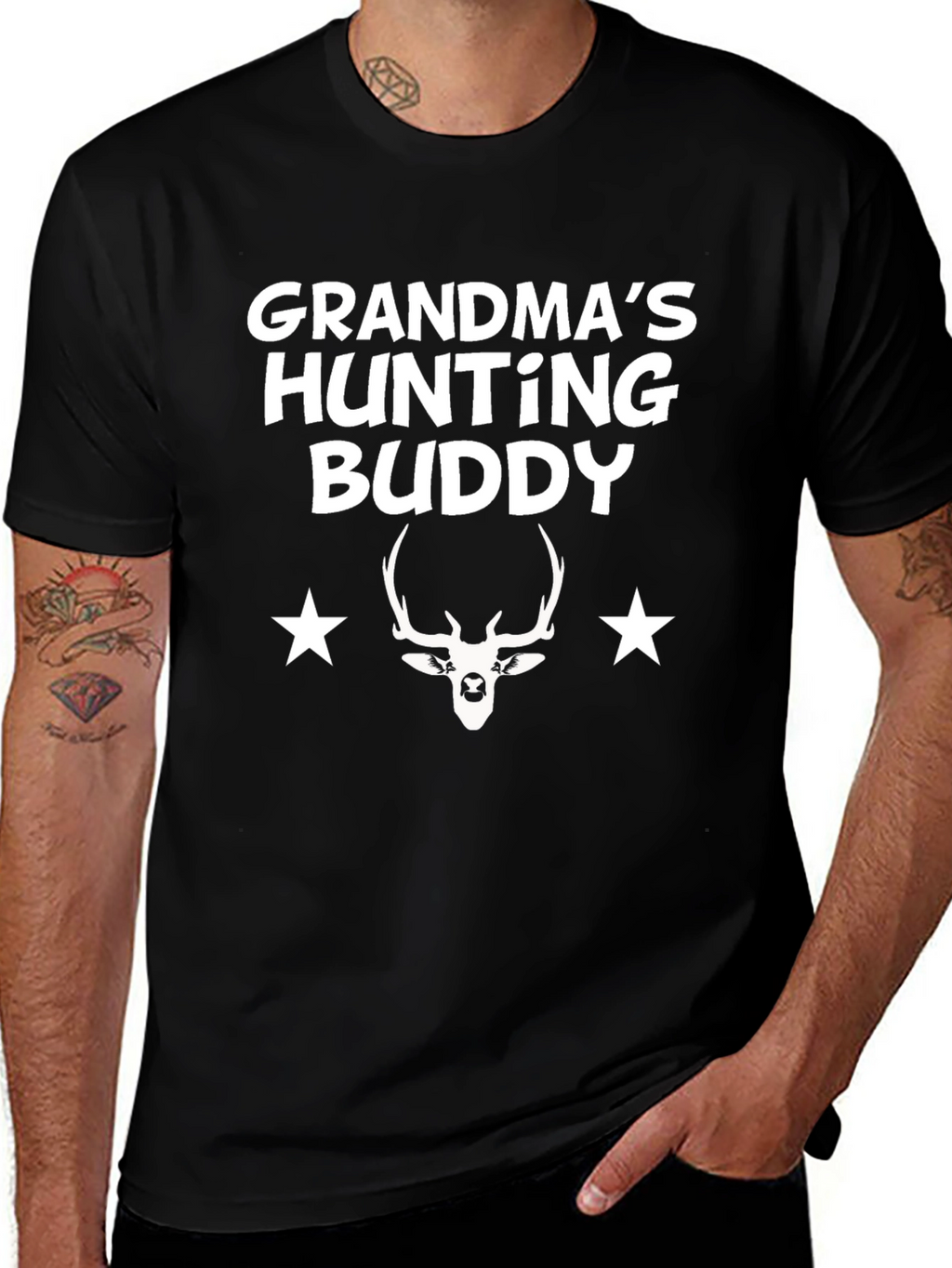Grandmas Hunting Buddy Graphic Tee - Black Cotton T-Shirt