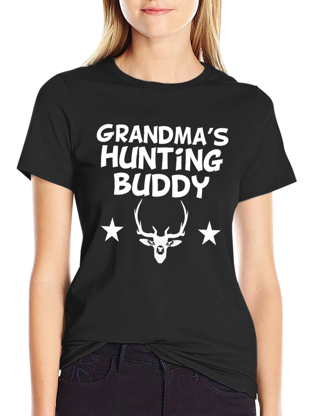 Grandmas Hunting Buddy Graphic Tee - Black Cotton T-Shirt