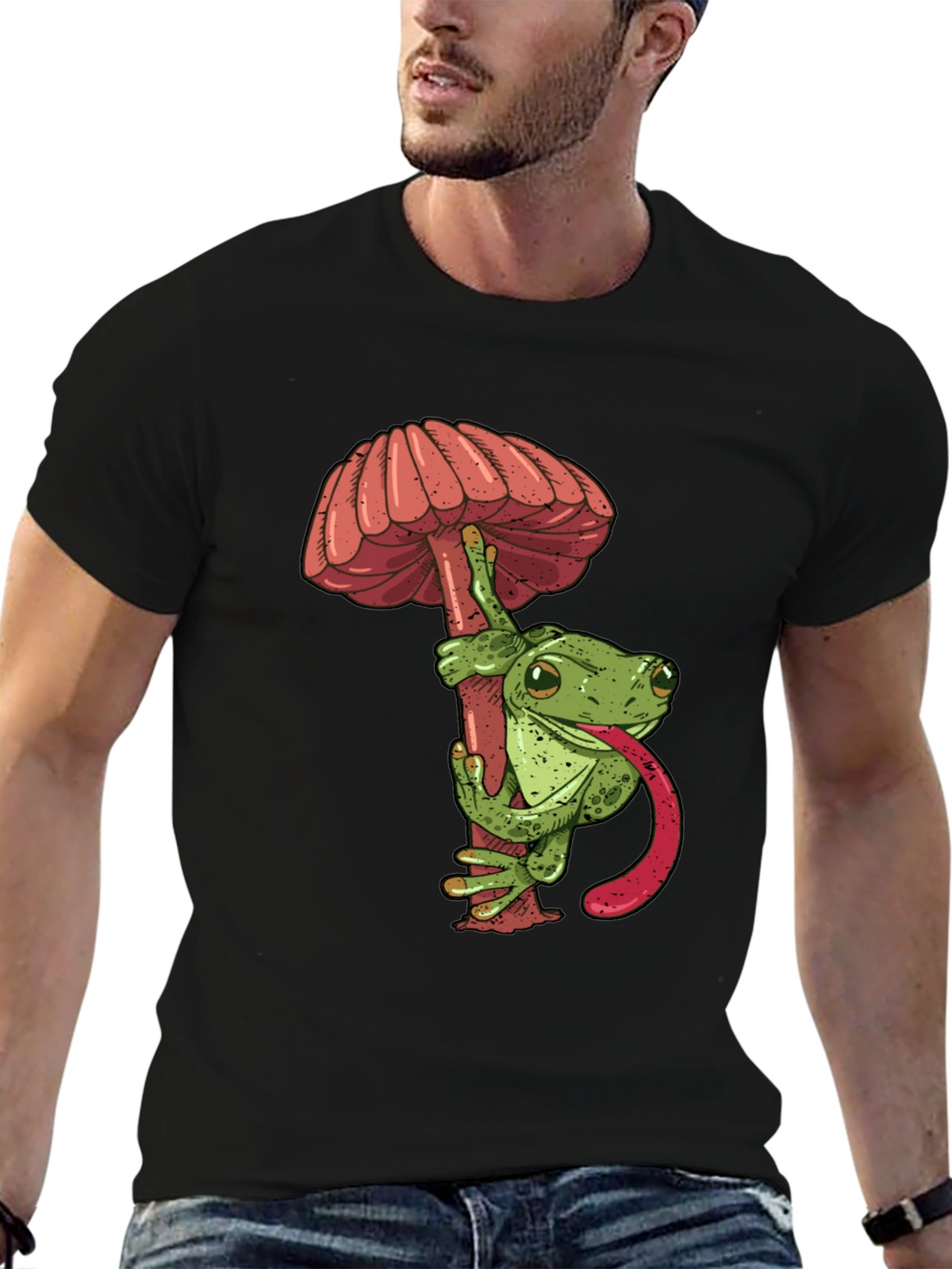 Frog & Mushroom Graphic Tee - Cool Unique Design!