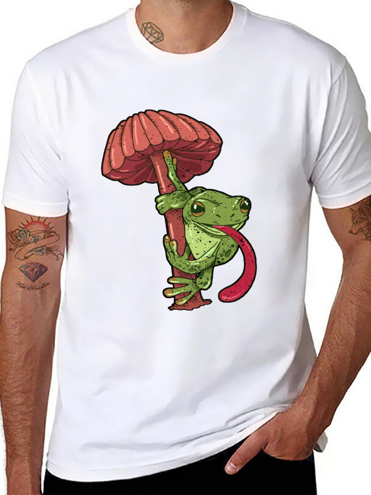 Frog & Mushroom Graphic Tee - Cool Unique Design!