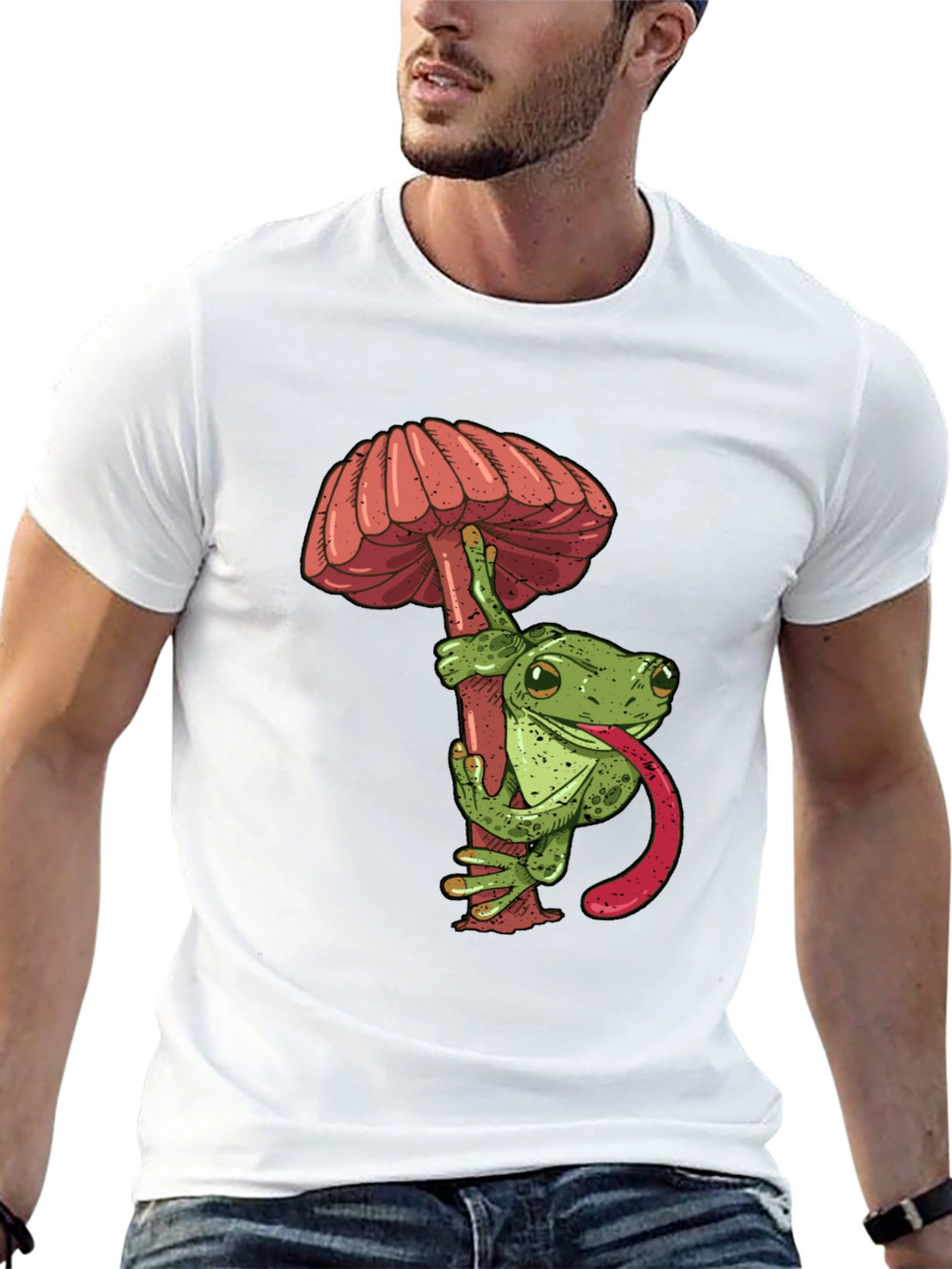 Frog & Mushroom Graphic Tee - Cool Unique Design!