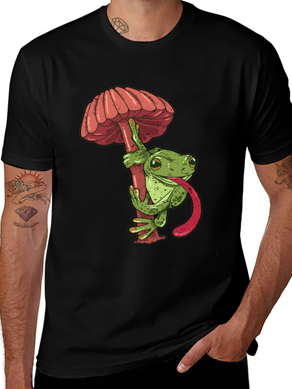 Frog & Mushroom Graphic Tee - Cool Unique Design!