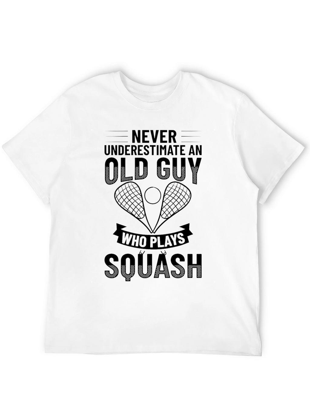 Old Guy Squash Player Black T-Shirt