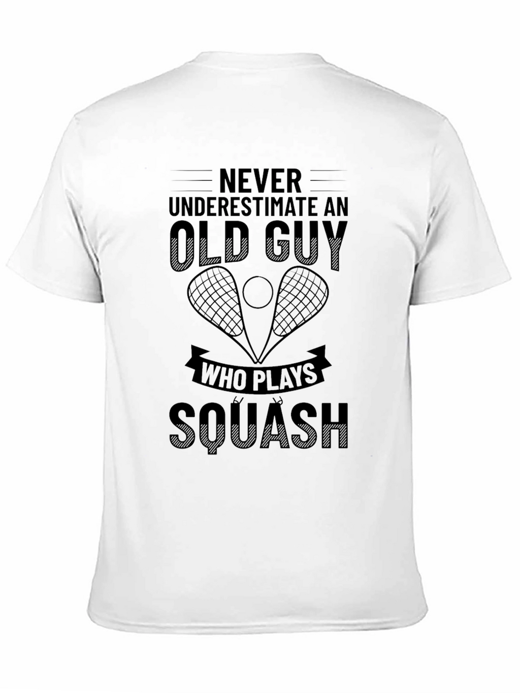 Old Guy Squash Player Black T-Shirt
