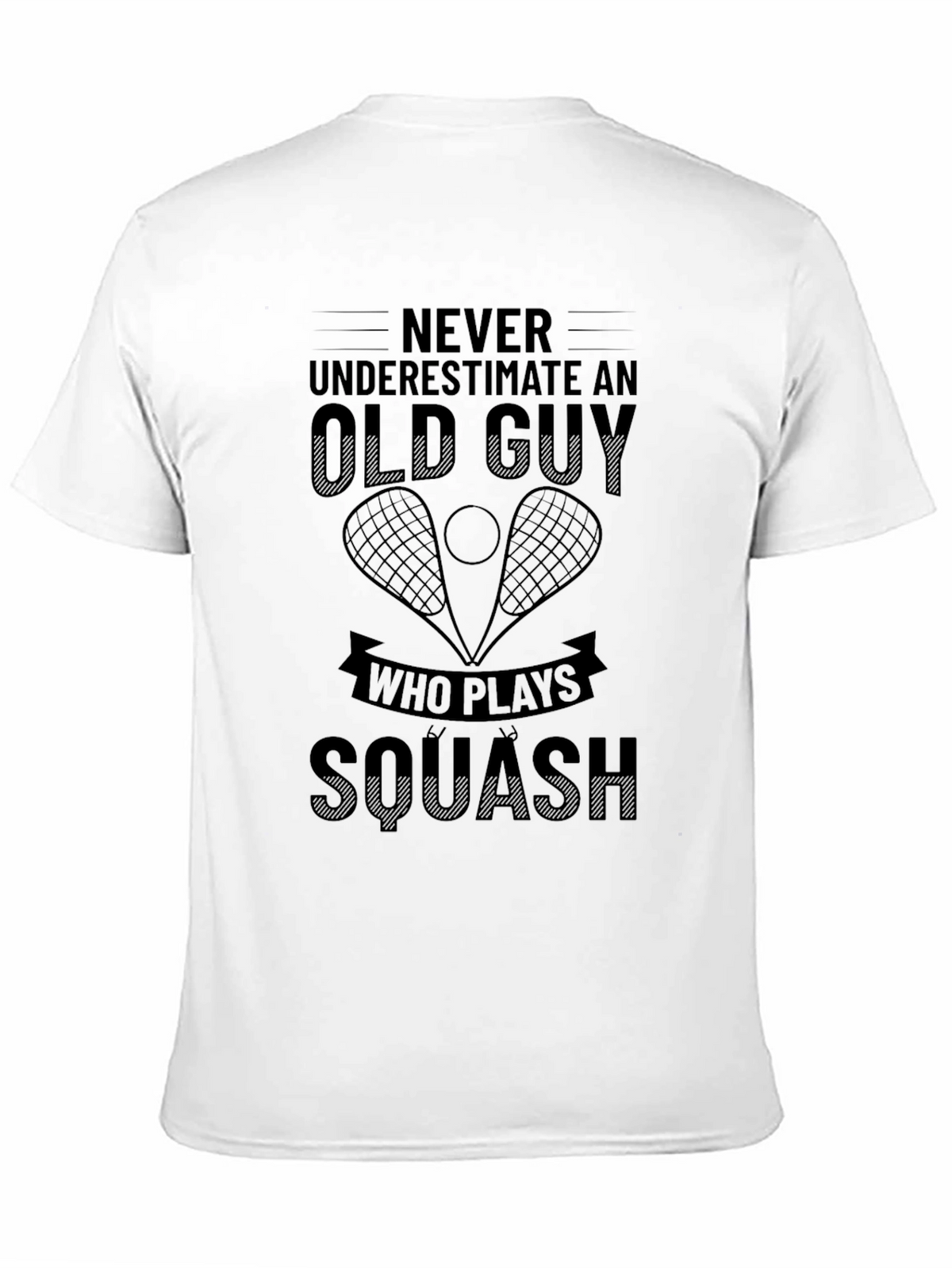 Old Guy Squash Player Black T-Shirt